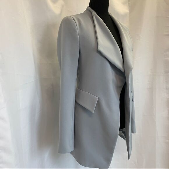 ZARA greyish pastel blue Open front blazer Sz XS NWT - Picture 4 of 12